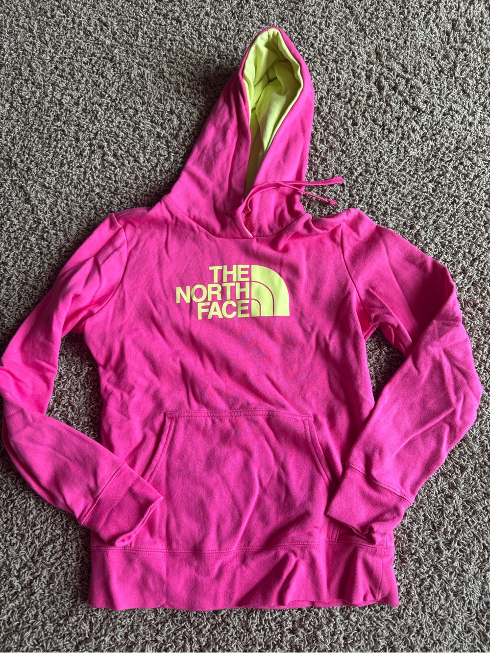 The North Face Hot Pink Hoodie with Lime Logo